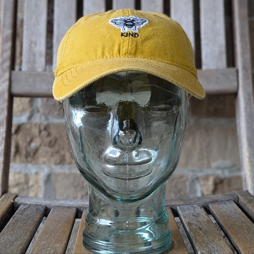 NWOT Bee Kind Bumblebee Marigold Yellow Ball Cap Dad Hat One Size 100% Cotton
